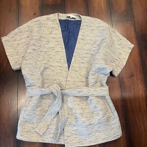ANN MASHBURN Blue and Cream Textured Jacket